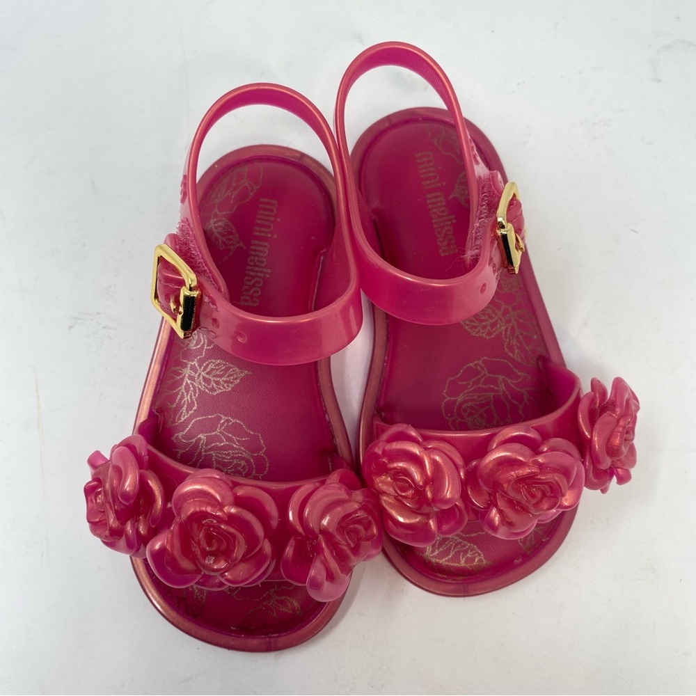 Mini Melissa Flower Sandals Dark Pink Toddler Size 7